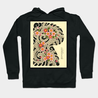 Cherry Blossoms and Waves Japanese Painting Hoodie